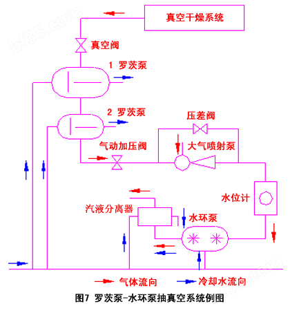 图7罗茨泵-水环泵抽真空系统例图